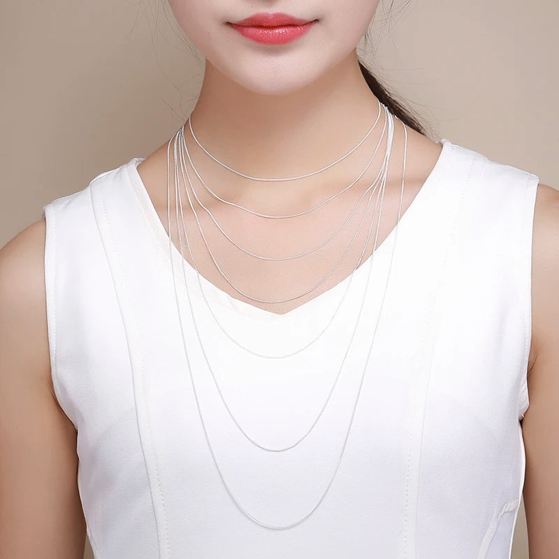 45 cm-60 cm 1,4mm Dünne 925 Sterling Silber Gelb Gold Farbe Panzerkette Choker Halskette Frauen Mädchen schmuck Kolye Collares Collier