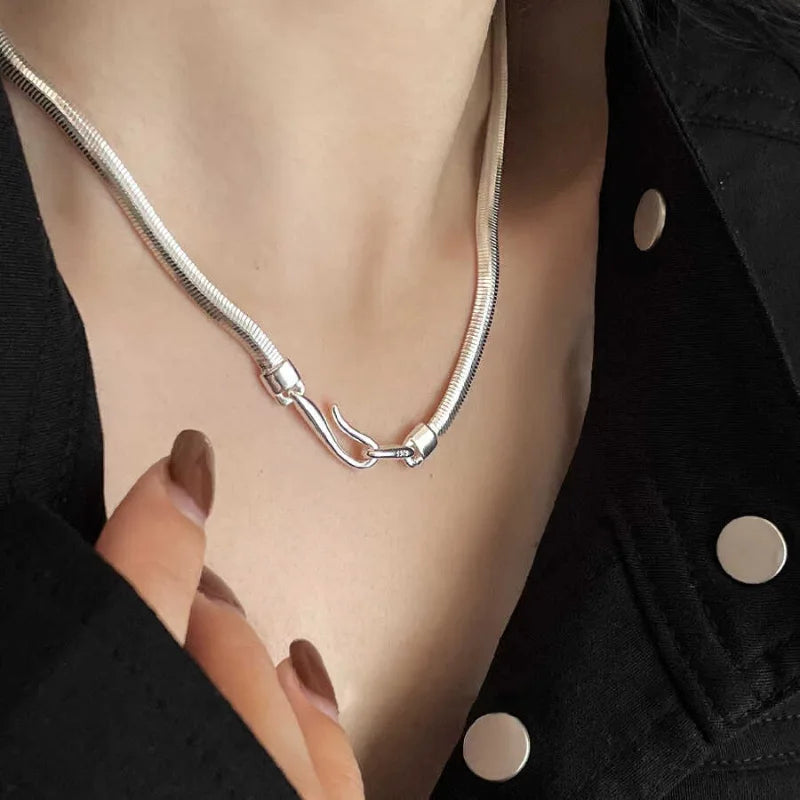 Halskette aus 925er-Sterlingsilber, schwarze Perlen, quadratisch, unregelmäßig, Punk, geometrisch, für Frauen und Mädchen, Schmuck, Geschenk, Dropshipping, Großhandel