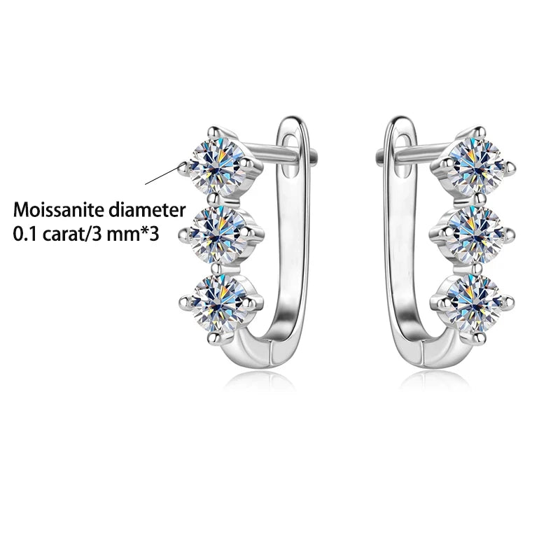 925 Silber 0,3 Karat * 2 Moissanit klassische Retro elegante Temperament vielseitige hochwertige Herren- und Damenohrringe