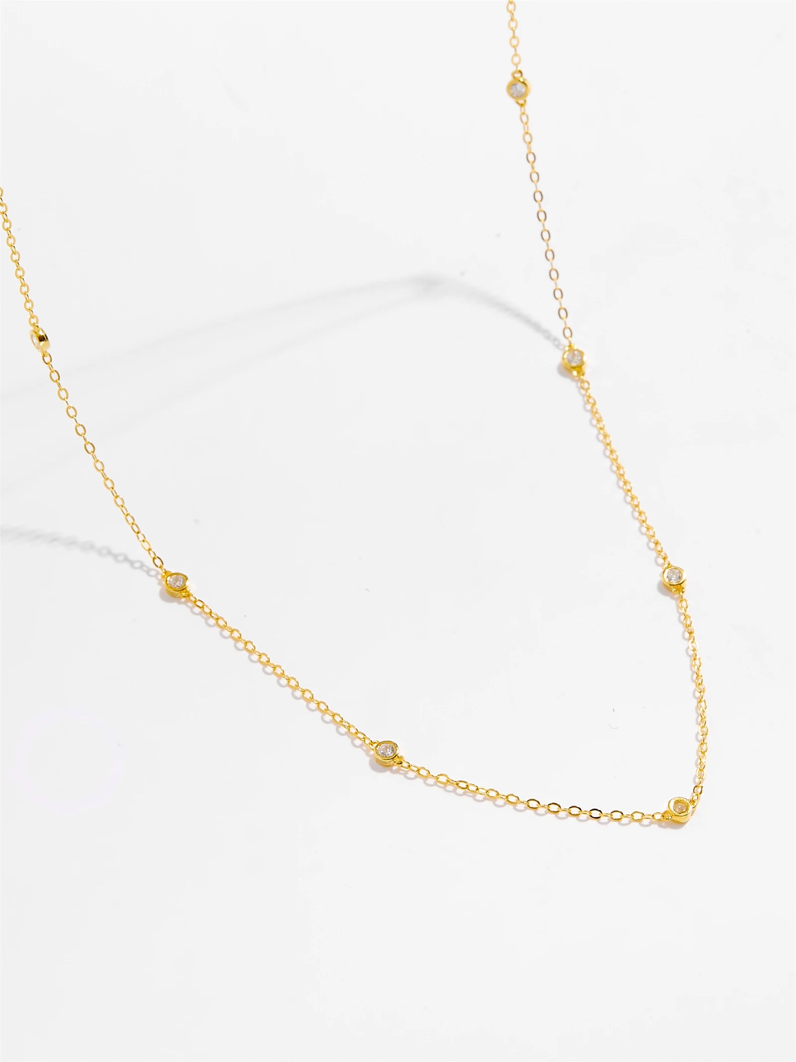 DPLAOPA 925 Sterling Silber zierliche Zirkon CZ Charm Halsband Halskette lange Kette Luxus edlen Schmuck 2022 Hochzeit Kristall Juwelen