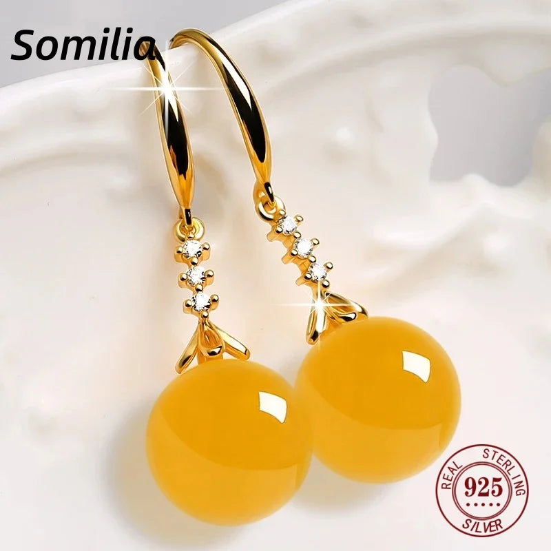 Vintage Palast Bunte Achat Ohrringe Grün Blau Gelb Perle 18 Karat Gold 925 Sterling Silber Ohrstecker für Frauen Edlen Schmuck