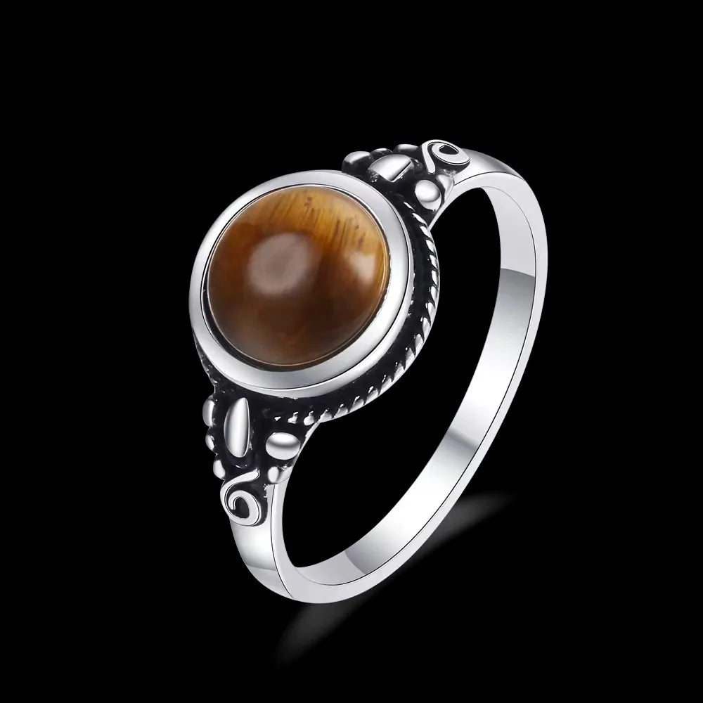 925 Silber Mondstein-Ring Herren