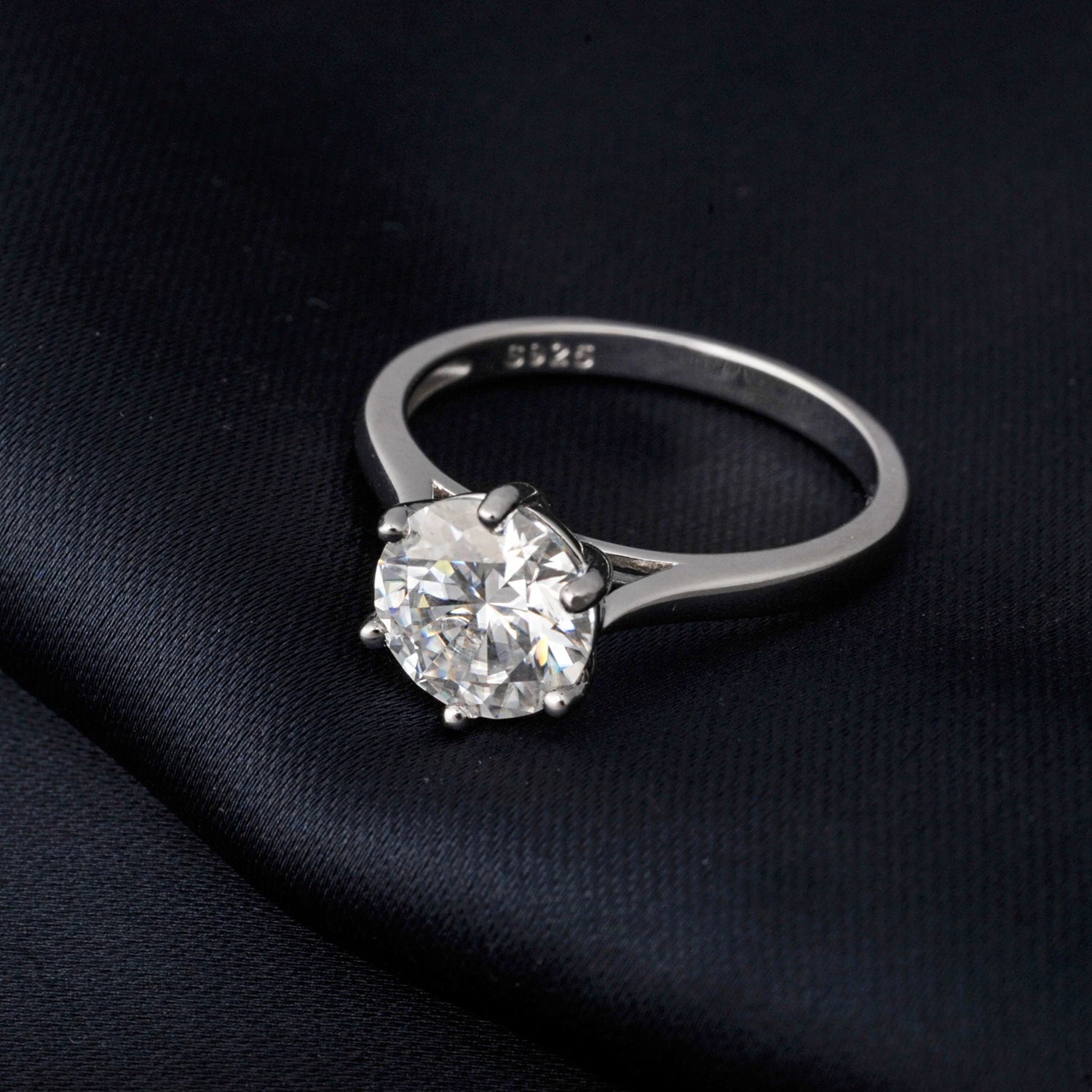 Moissanit Solitärring Silber