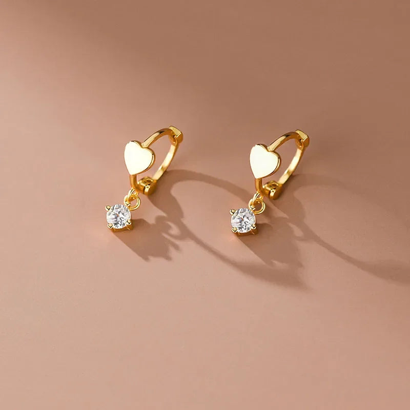 INZATT Echt 925 Sterling Silber Zirkon Anhänger Herz 18 Karat Gold Huggies Creolen Für Frauen Klassische Edlen Schmuck Zubehör