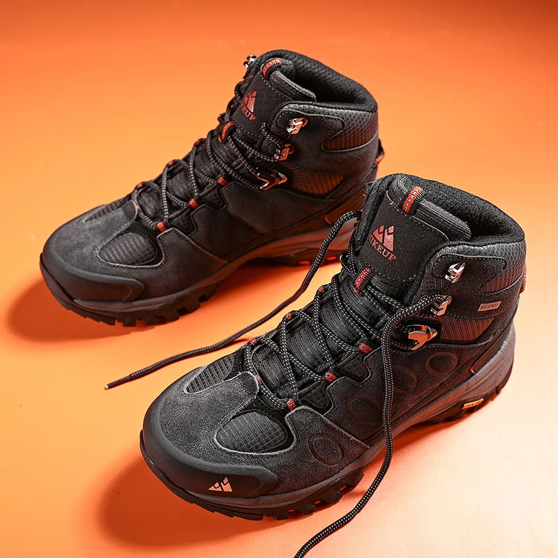 HIKEUP High-Top Männer Wanderschuhe Winter Outdoor Schuhe Schnüren Rutschfeste Sport Casual Trekking Stiefel Mann Wildleder warme Schuhe