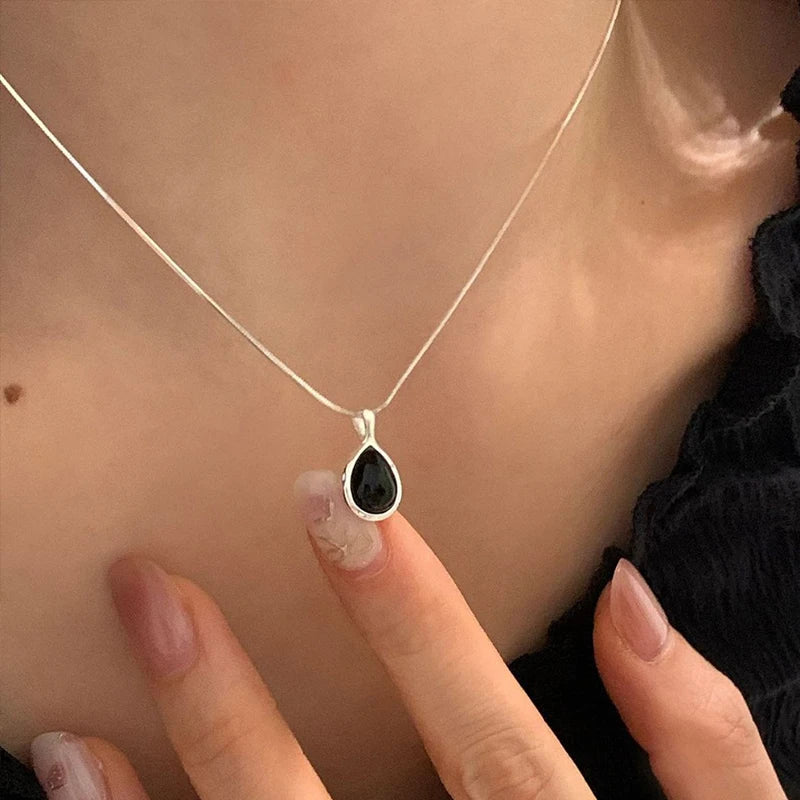 PANJBJ Onyx-Halskette aus 925er-Sterlingsilber für Frauen und Mädchen, prägnante Individualität, Modeschmuck, Geburtstagsgeschenk, Dropshipping