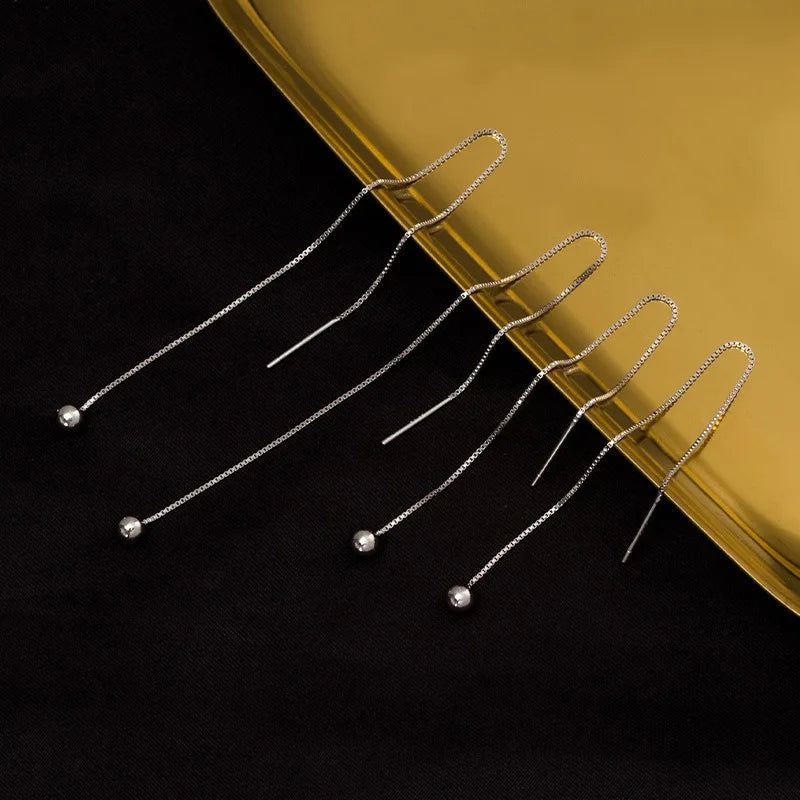 INZATT Echt 925 Sterling Silber Perle Quadrat Lange Kette Quaste Drop Ohrringe Für Frauen Klassischen Feinen Schmuck Geometrische Zubehör