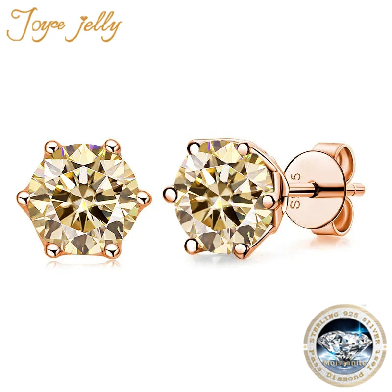 Joyce Kelly GRA-zertifizierte 0,5/1/2 CT Moissanit-Ohrringe für Damen, rosévergoldeter Sterlingsilber-925-Schmuck, heißer Verkauf, Ohrstecker
