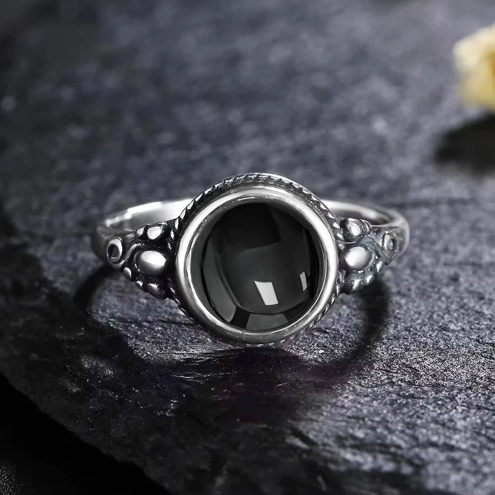 925 Silber Mondstein-Ring Herren