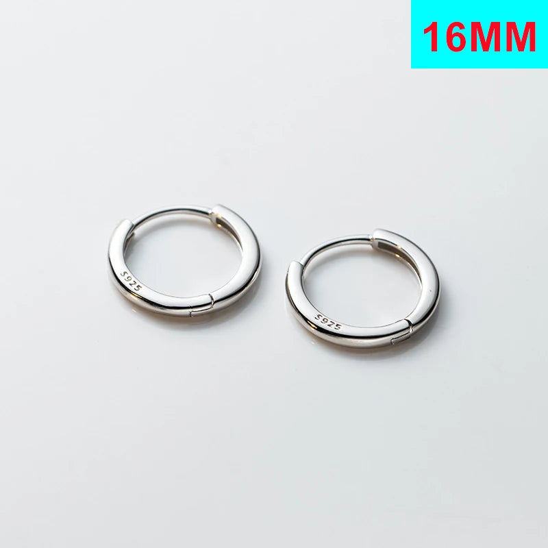 Inzatt echtes 925er Sterling silber 10/12/14/16/18mm runde Creolen für Damen klassischer edler Schmuck geometrische Accessoires