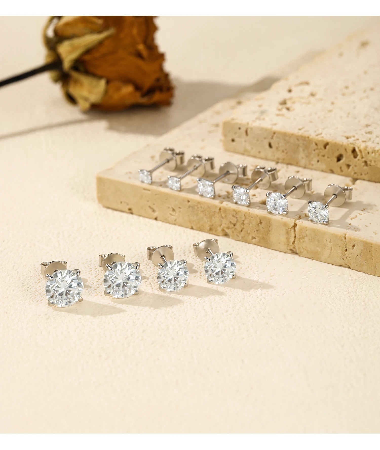 MODIAN 5 Größen D Farbe Moissanit Ohrringe 925 Sterling Silber Funkelnde Luxus Ohrstecker Für Frauen Hochzeit Edlen Schmuck