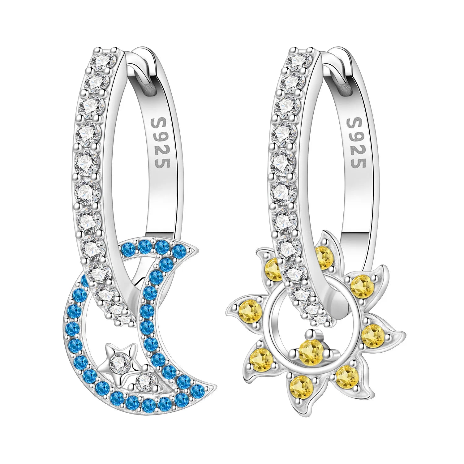 Ohrringe aus 925er-Sterlingsilber, geheimnisvoller Stern, Mond, Schmuck, vielseitige Creolen für Frauen, Schmuck, Geburtstagsfeier, feine Geschenke