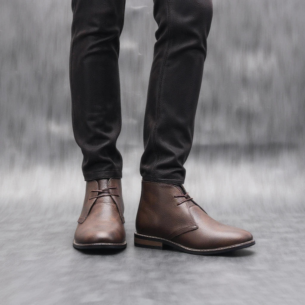 Retro Stil Herren Lederstiefel – Klassische Vintage Stiefeletten