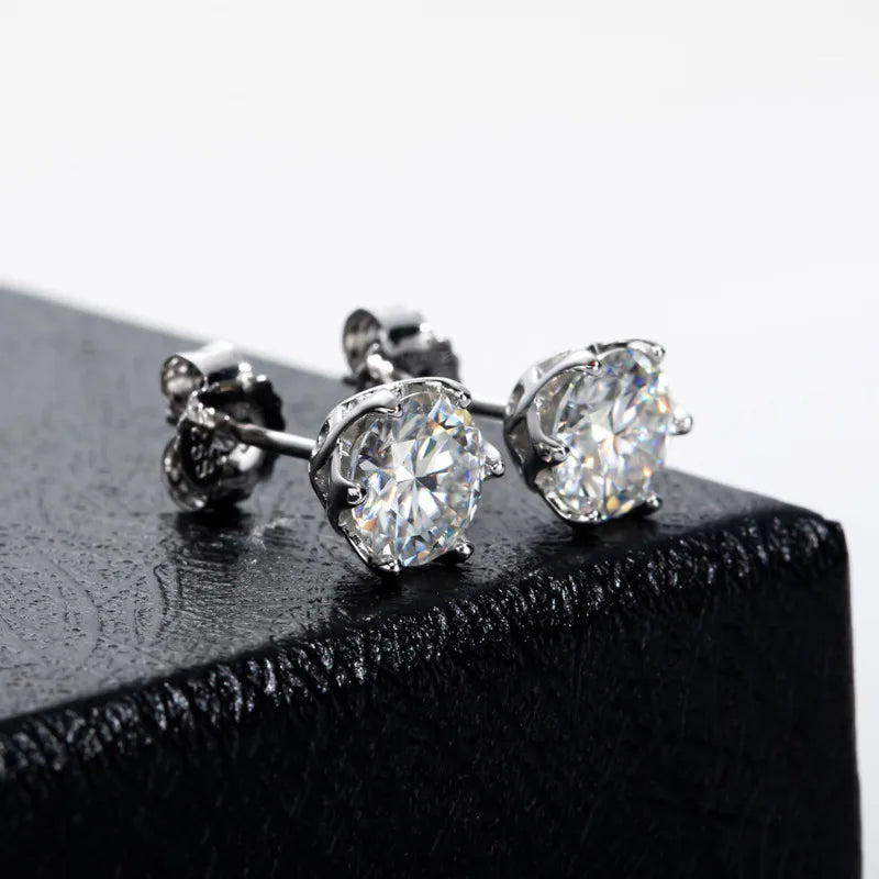 JoyceJelly 1/2/4CT VVS D Farbe Moissanit Russische Cut 8H8A Labor Diamant Stud Ohrringe Für Frauen S925 Sterling silber Edlen Schmuck