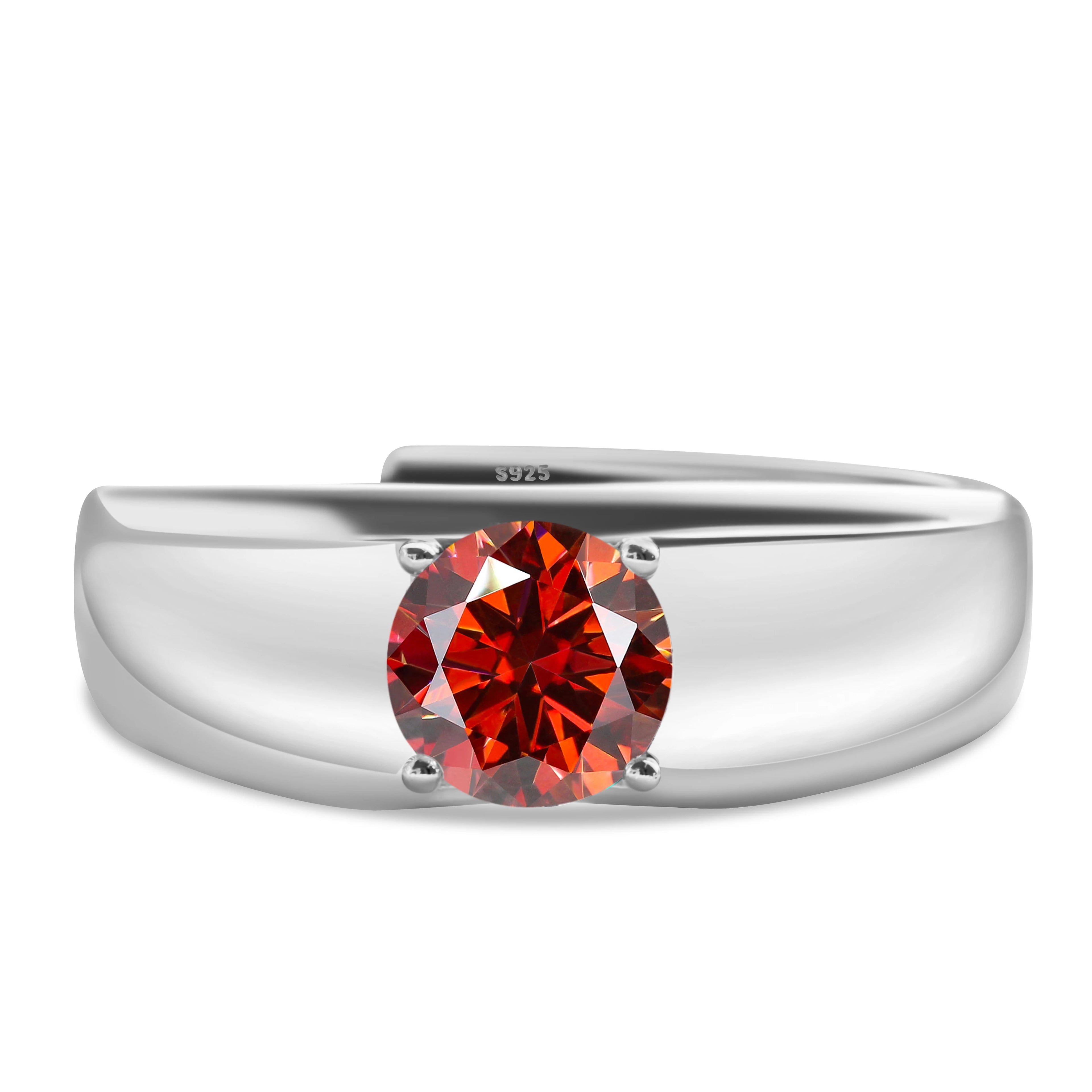 925er Silber-Ring mit 1 Karat Moissanit – Weißgold plattiert für Verlobung & Hochzeit