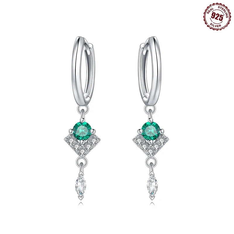 925er-Sterlingsilber, ein Paar farbige Herz-Ohrringe, passend für Original-Charms, Creolen für Frauen und Mädchen, Ohrstecker, edler Schmuck