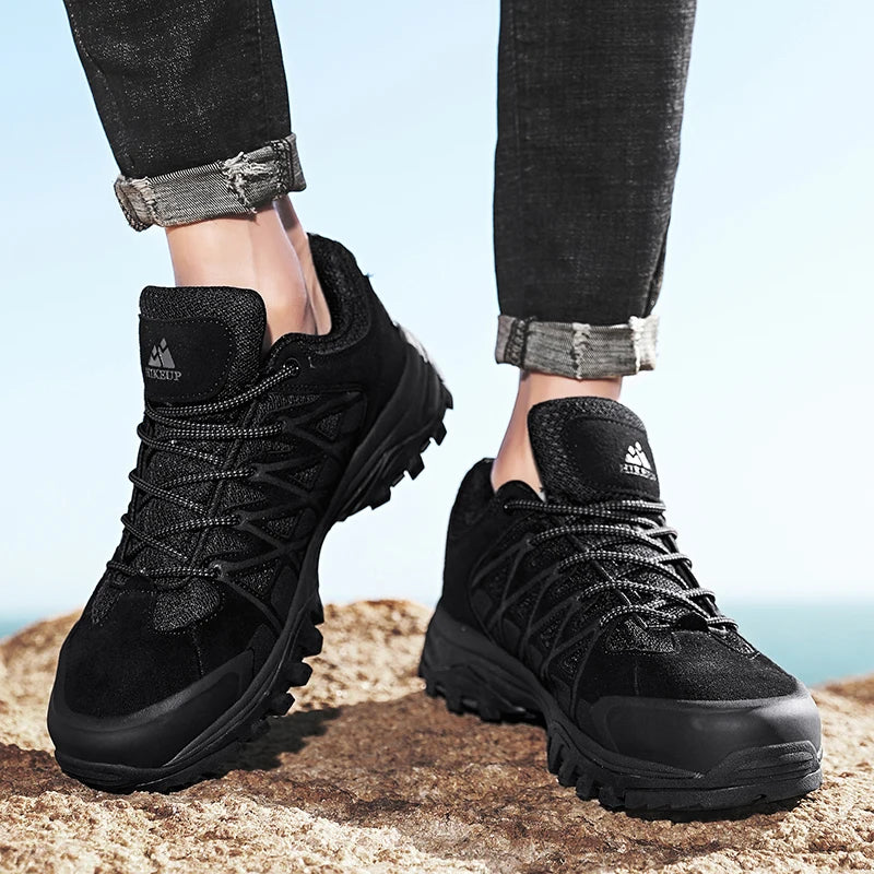 HIKEUP Modische Outdoor-Schuhe, Wandern, Herren, Sport, lässig, Bergtrekking-Stiefel, Camping-Sneaker für Herren, rutschfest, verschleißfest