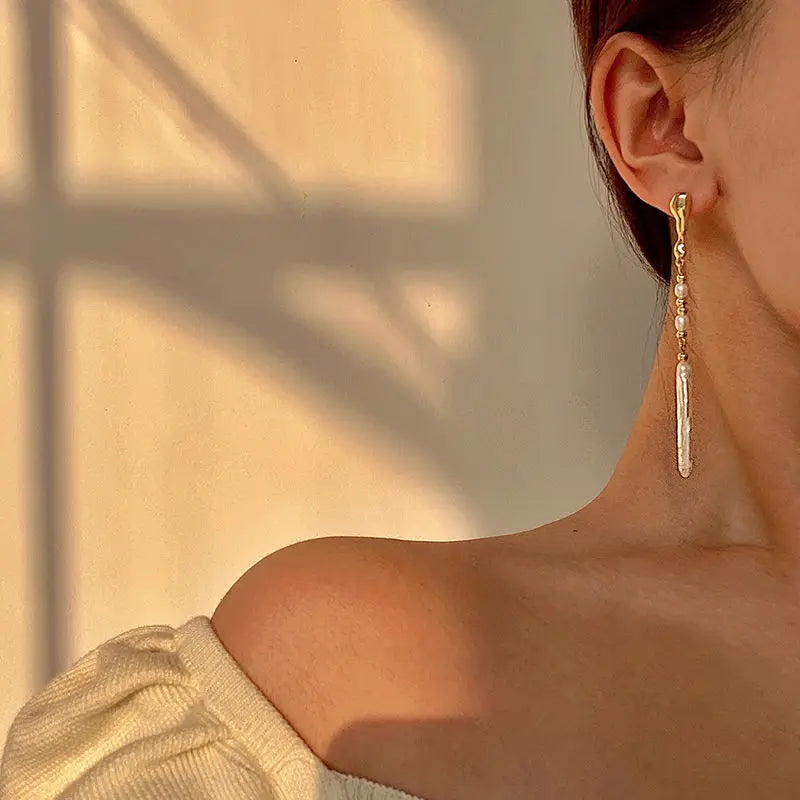 Neue Ankunft 100% Natürliche Süßwasser Perle 14K Gold Gefüllt Damen Quasten Stud Ohrringe Schmuck Für Frauen Anti Allergie