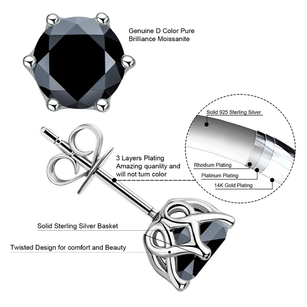 JoyceJelly 1/2/4CT VVS D Farbe Moissanit Russische Cut 8H8A Labor Diamant Stud Ohrringe Für Frauen S925 Sterling silber Edlen Schmuck