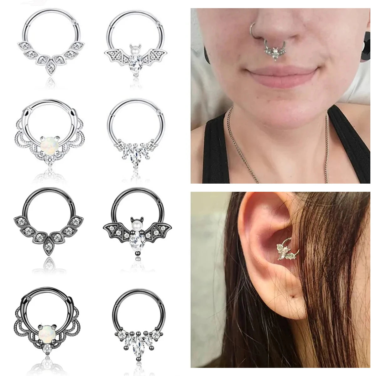 4 Stück 16G Edelstahl Septum Clicker