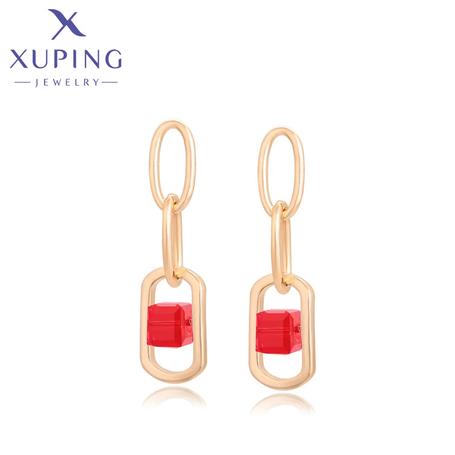 Xuping Jewelry Store Neuankömmling Kupferlegierung Charm vergoldet schöne Kristallohrringe für Frauen Mädchen Schmuck Geburtstagsfeier