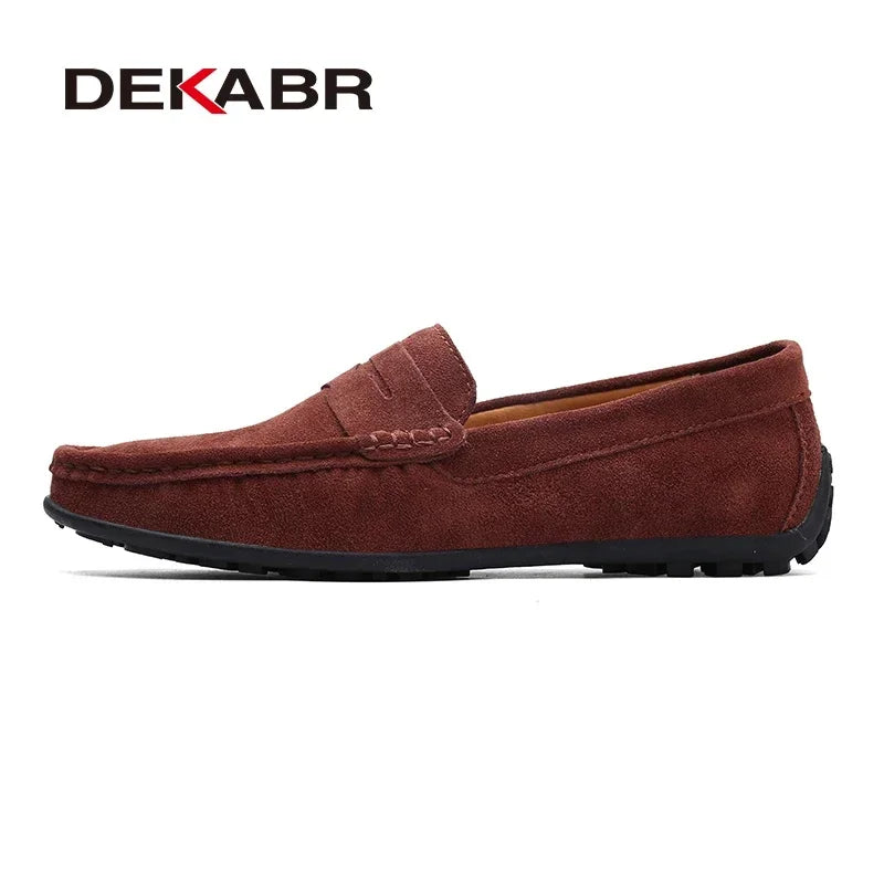 DEKABR Marke Mode Sommer Stil Weiche Slipper Aus Echtem Leder Hohe Qualität Flache Beiläufige Schuhe Atmungsaktive Männer Wohnungen Fahren Schuhe