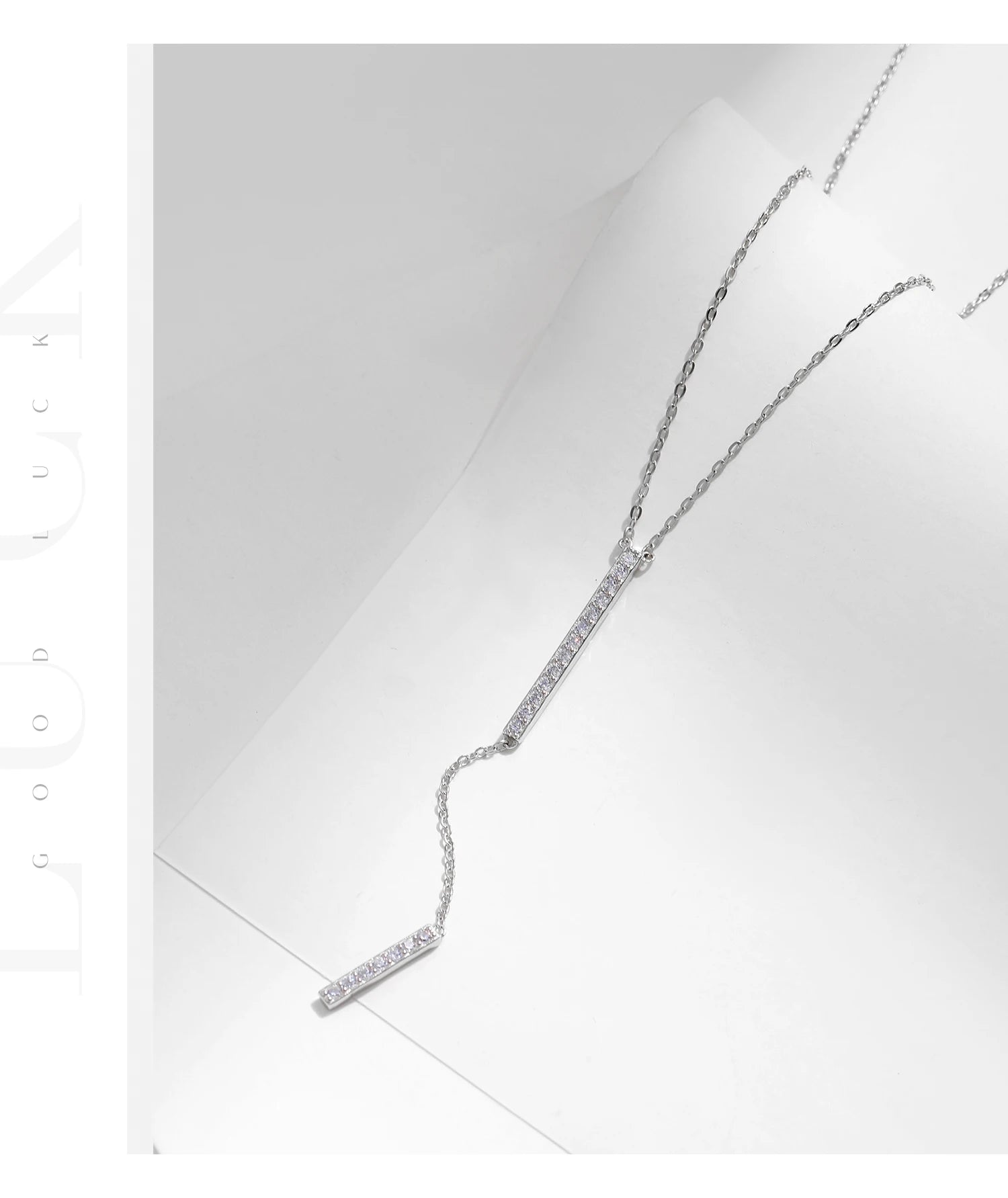MODIAN Trendy Gliederkette Lariat Halskette 925 Sterling Silber Langer Stab Zirkon Y-förmige stapelbare Halsketten für Frauen Schmuck
