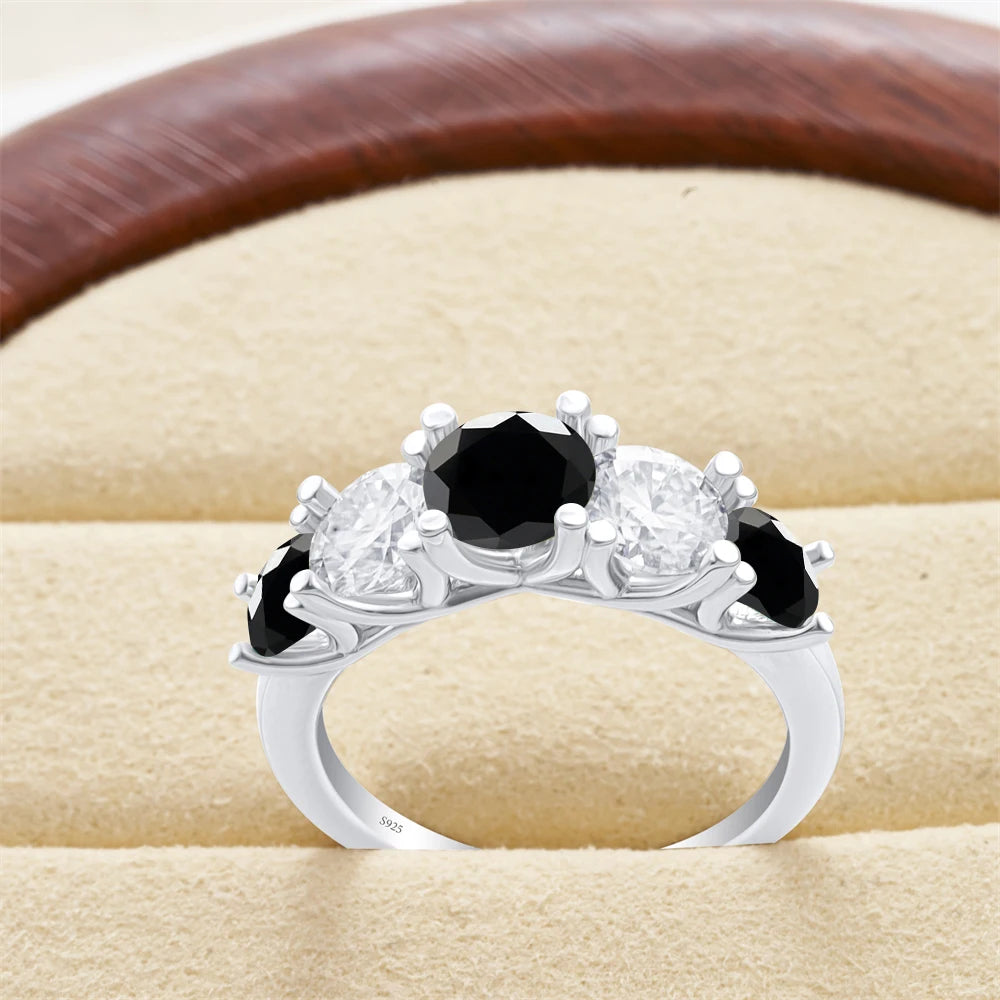 Moissanit Fünfstein-Ring Silber