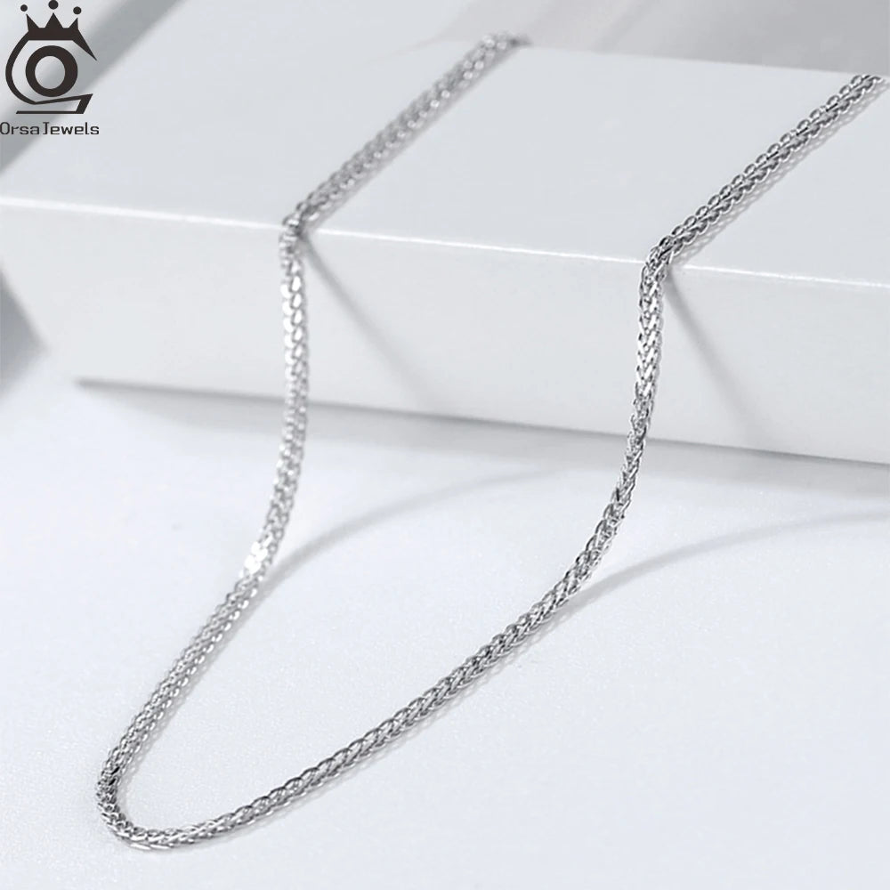 ORSA JEWELS Chopin-Kette aus echtem 925er-Sterlingsilber, minimalistischer Stil, 925-Chopin-Kette, 40–60 cm, SC53