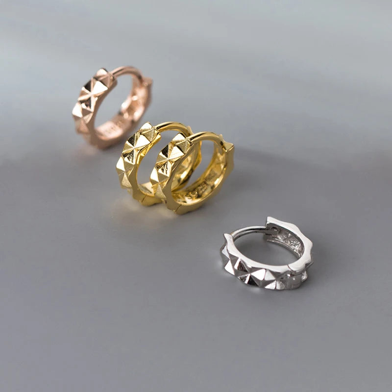 INZATT INS Heißer Echt 925 Sterling Silber Geometrische Hoop Ohrringe Für Mode Frauen Punk Edlen Schmuck 18 karat Gold zubehör