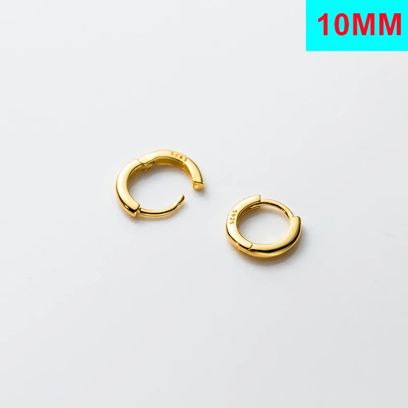 Inzatt echtes 925er Sterling silber 10/12/14/16/18mm runde Creolen für Damen klassischer edler Schmuck geometrische Accessoires