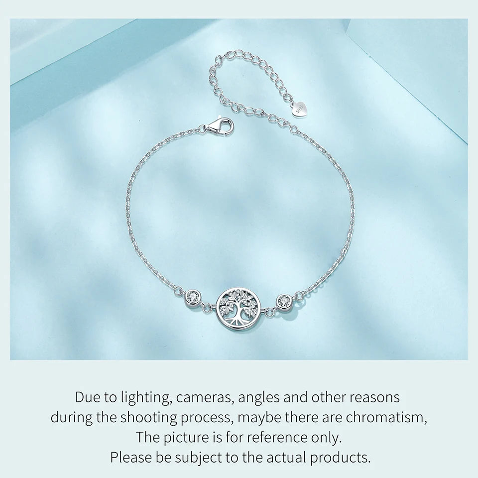 WOSTU Baum des Lebens Kettenglied-Armbänder Ohrstecker für Frauen 925 Sterling Silber AAA Zirkon Armband Familie Schmuckset Geschenk