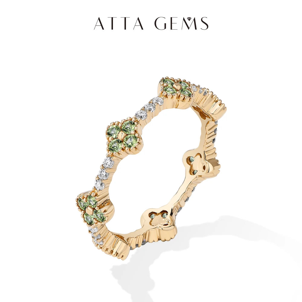 ATTAGEMS Eternity DVVS1 Moissanit-Ring für Damen, 100 % echtes 925er-Sterlingsilber, vergoldet, Hochzeit, Party, Charm, edler Schmuck, neu