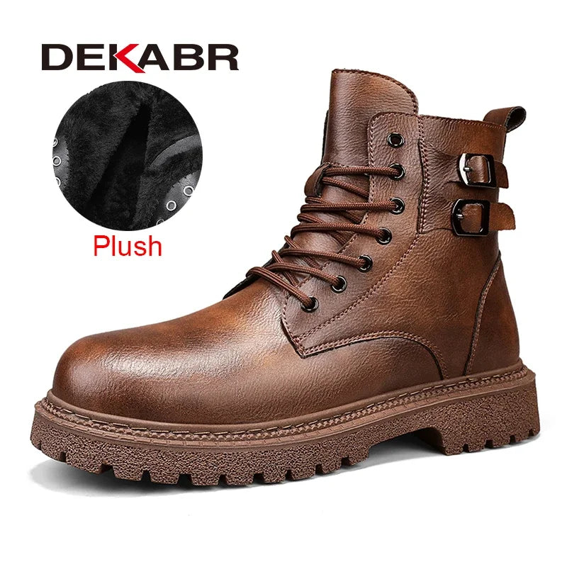 Herren Schneestiefel – Rindsleder, Dicker Plüsch Wasserdicht, Rutschfest