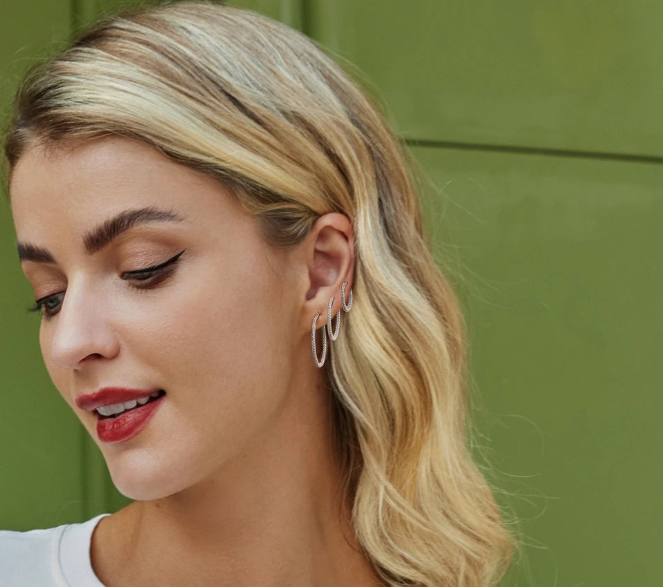 Silber-Zirkonia Creolen Damen