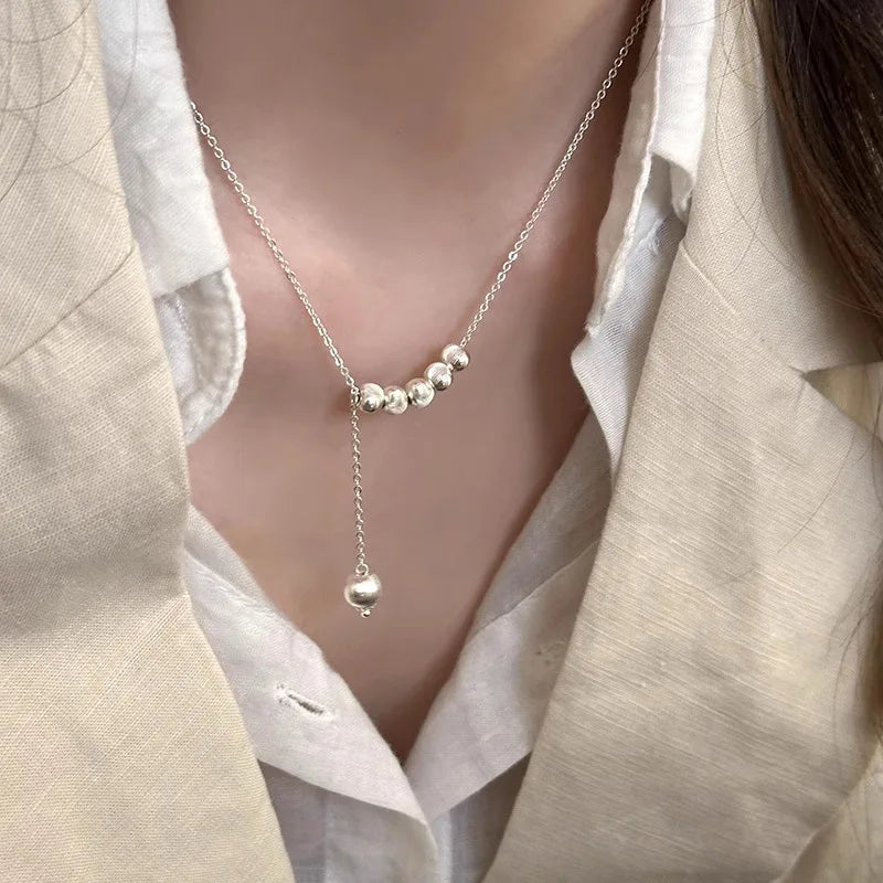 Halskette aus 925er-Sterlingsilber, schwarze Perlen, quadratisch, unregelmäßig, Punk, geometrisch, für Frauen und Mädchen, Schmuck, Geschenk, Dropshipping, Großhandel