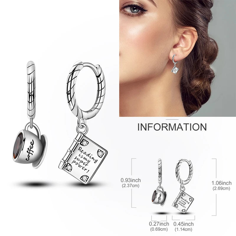 Creolen aus 925er-Sterlingsilber, Mond, Sonne, Original-Ohrring, Anhänger, Zirkon, Herzform, Stern-Ohrring, für Frauen und Mädchen, zur Herstellung von Schmuck