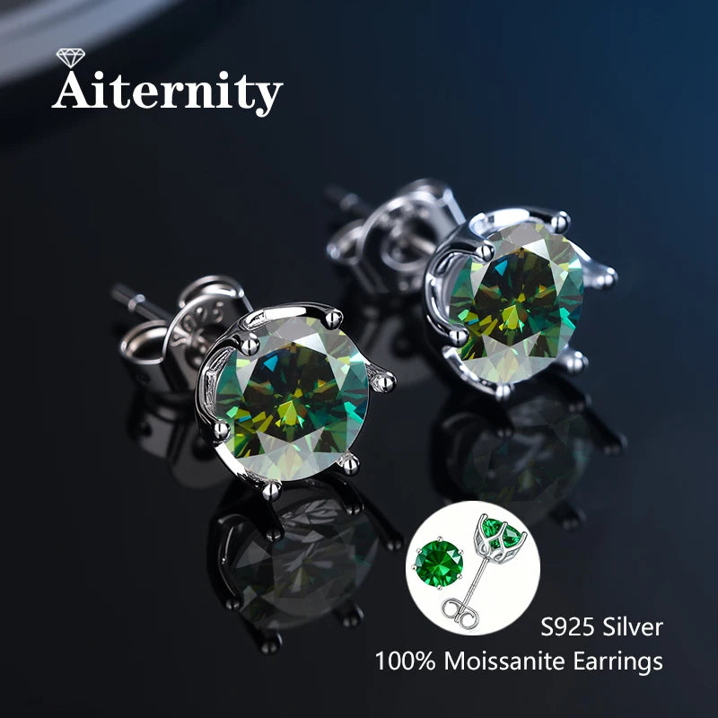 Moissanit-Ohrstecker mit 2 Zertifikaten, Diamant-Tester-Stift für Männer und Frauen, 925er Silber, 18 Karat vergoldet, Hochzeits-Edelstein