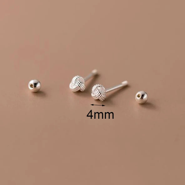 INZATT Ohrstecker aus echtem 925er-Sterlingsilber, 4/6 mm, Wolle, Kugelumlaufspindel, Perlen, für Damen, Party, klassisch, minimalistisch, edler Schmuck