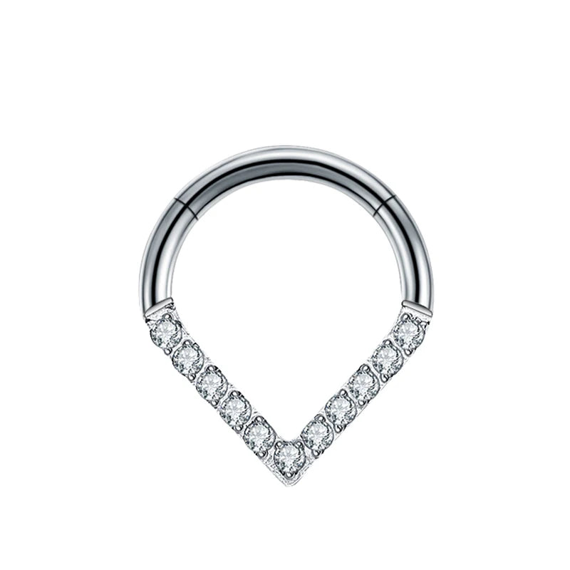 ASTM F136 Titan Antiallergisch Septum Piercing Nasenring Tragus Knorpel Ohrring Lip Stud Zirkon Clicker Hoop Körperschmuck 16G