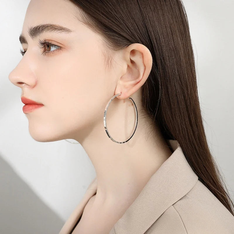 Somilia Creolen aus 925er-Sterlingsilber, modisch, Innendurchmesser 30, 40, 50, 60 mm, für Damen, Persönlichkeitsschmuck