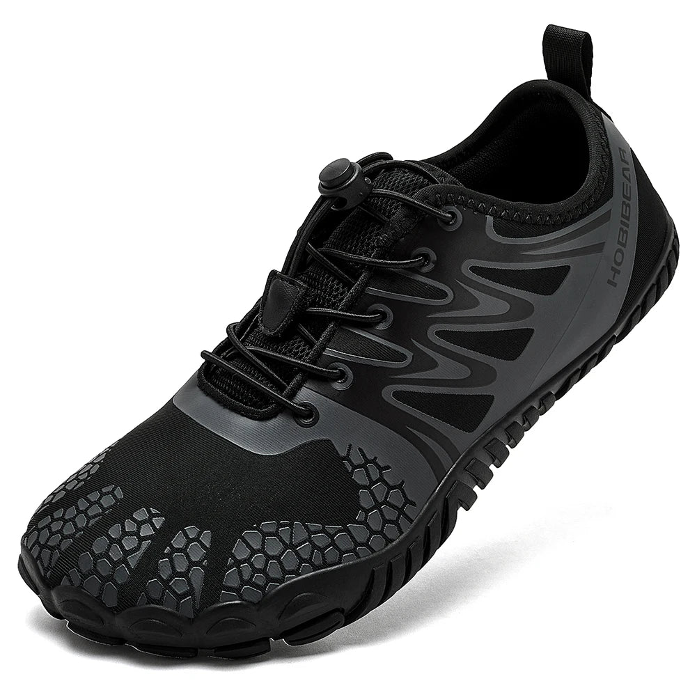 HOBIBEAR Barfußschuhe mit breiter Zehenpartie für Unisex, Kunstleder, Outdoor-Walking-Sneaker, Zero Drop, minimalistische Schuhe mit elastischem Band