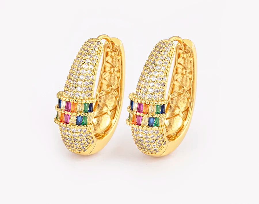 Farbige Zirkon-Statement-Ohrringe