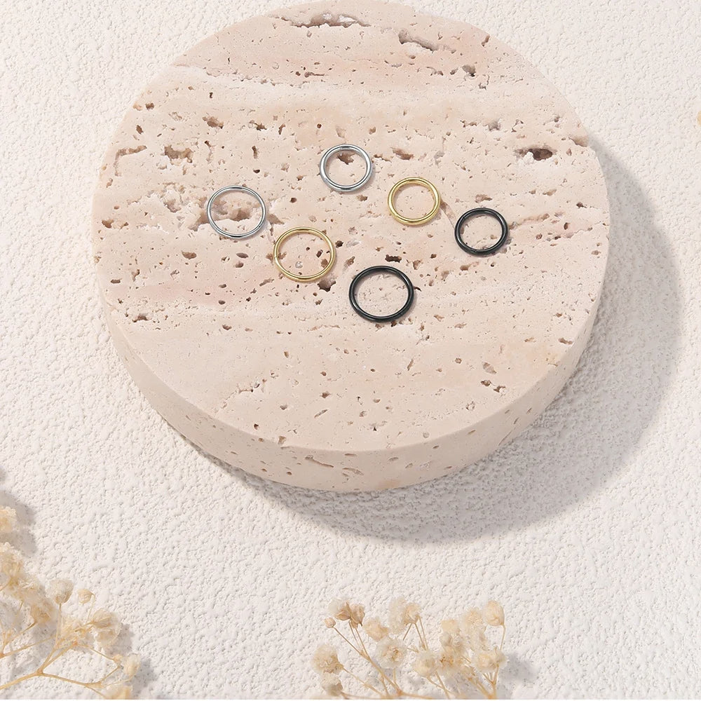 2/6PCS Nahtloser 316L Edelstahl Nasenring und Hoop Ohrring für Septum Helix Tragus