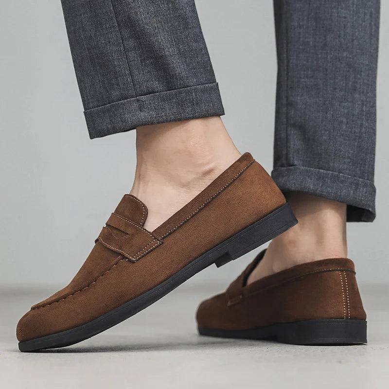 Herbst Wildleder Loafer Mann Große Größe 45 Komfort Slip-on Casual Schuhe Männer Wohnungen Retro Braun Mokassins Für Männer zapatos de hombre