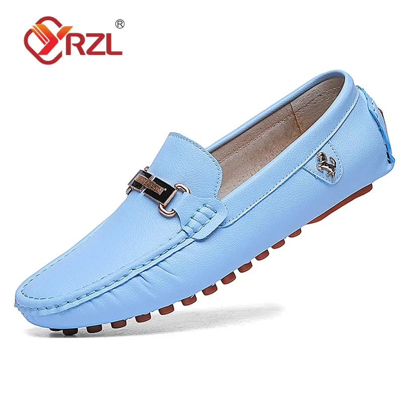 YRZL Loafer Herren Handgefertigte PU-Leder Loafer Casual Driving Flats Slip-on-Schuhe Luxuriöse bequeme Mokassins Weiße Loafer Schuhe Herren