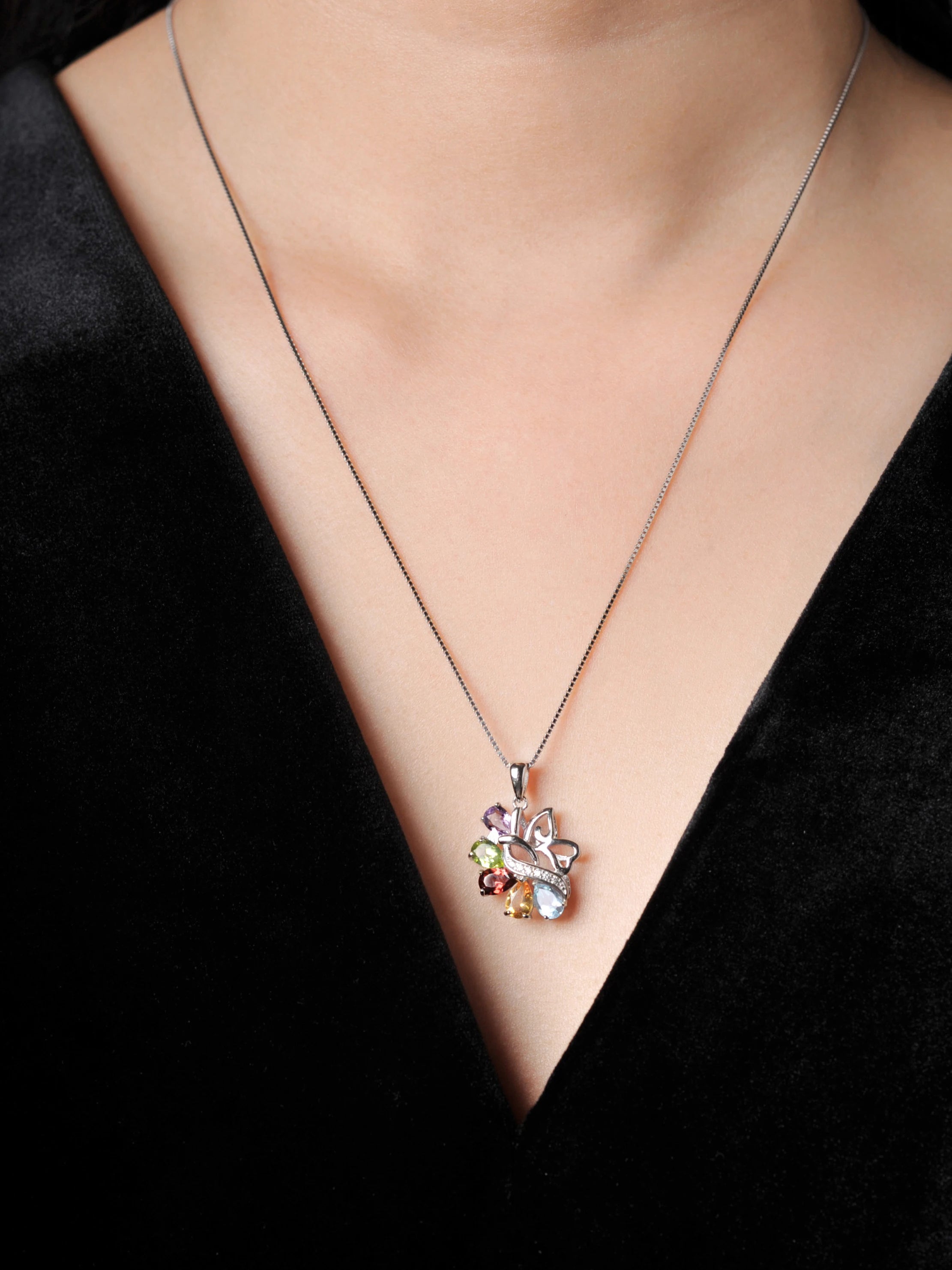 Potiy 925 Sterling Silber Edelstein Schmuckset