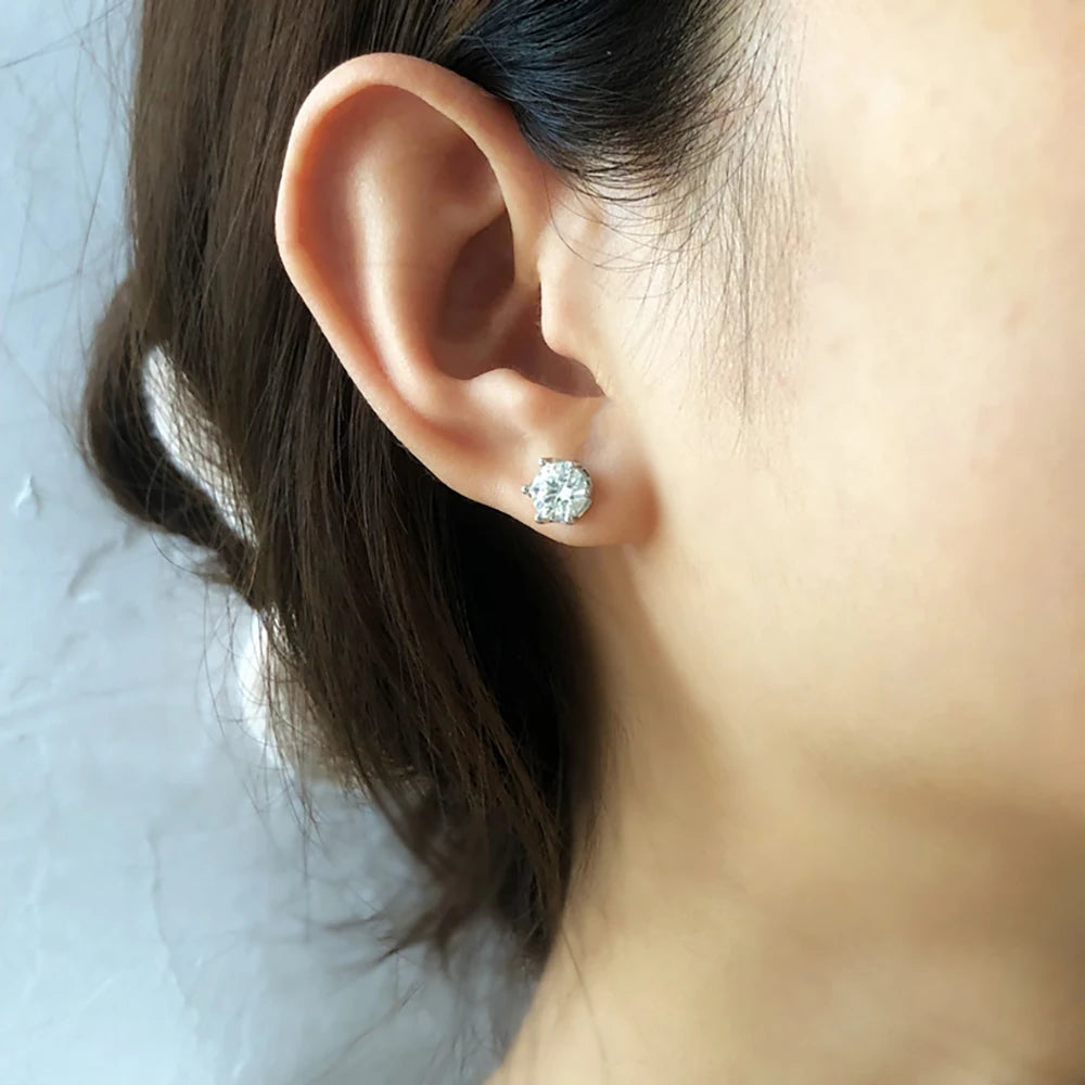 JoyceJelly 0,5-2CT Bunte Moissanit-Ohrringe mit Schraubverschluss für Damen, S925-Sterlingsilber, Schmuck, vergoldet, 18 Karat, 6 Zinken, Ohrstecker