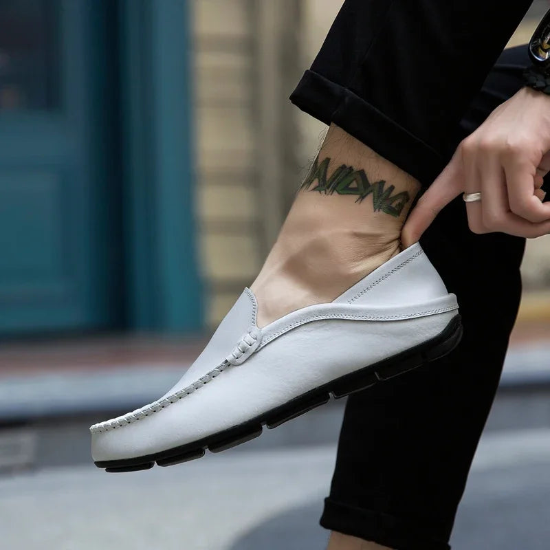 Männer Schuhe Casual Echtes Leder Herren Loafer Mokassins Designer Slip auf Boot Schuhe Hohe Qualität Chaussure Homme Plus Größe 37-47