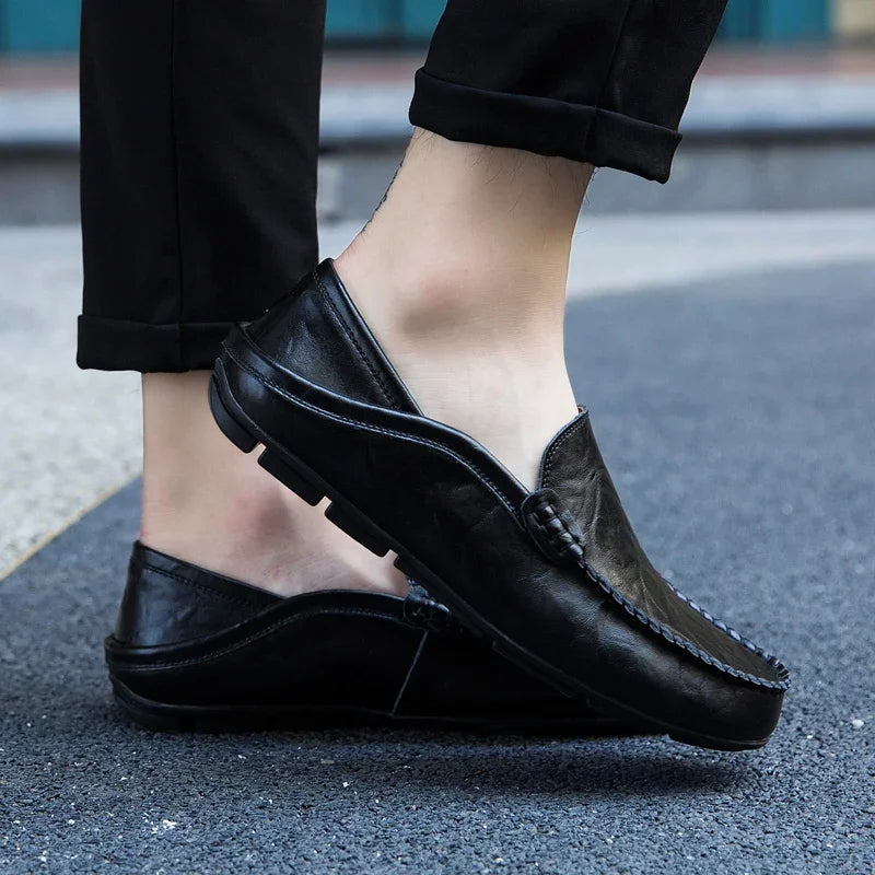 Männer Schuhe Casual Echtes Leder Herren Loafer Mokassins Designer Slip auf Boot Schuhe Hohe Qualität Chaussure Homme Plus Größe 37-47